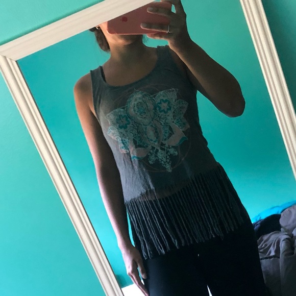 tank top with flare material on bottom - Picture 2 of 8